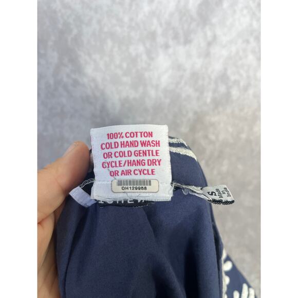 Gretchen Scott Navy Blue Reef Embroidered Cotton Poplin Tunic sz S Beach Coverup - Picture 5 of 10